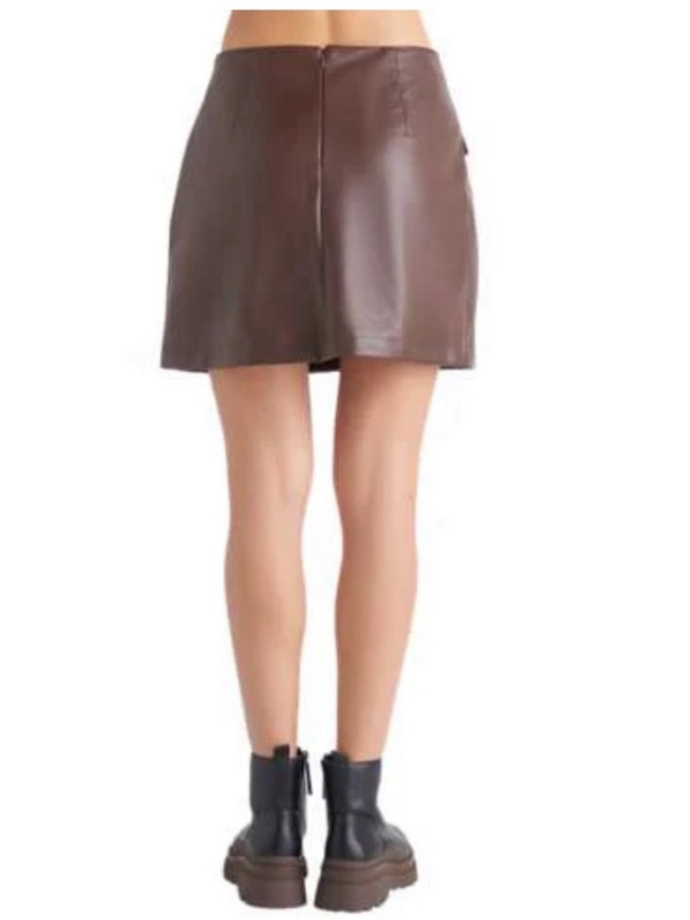 DEX Rustic Brown Faux Leather Mini Skirt 0X NWT - Picture 2 of 8